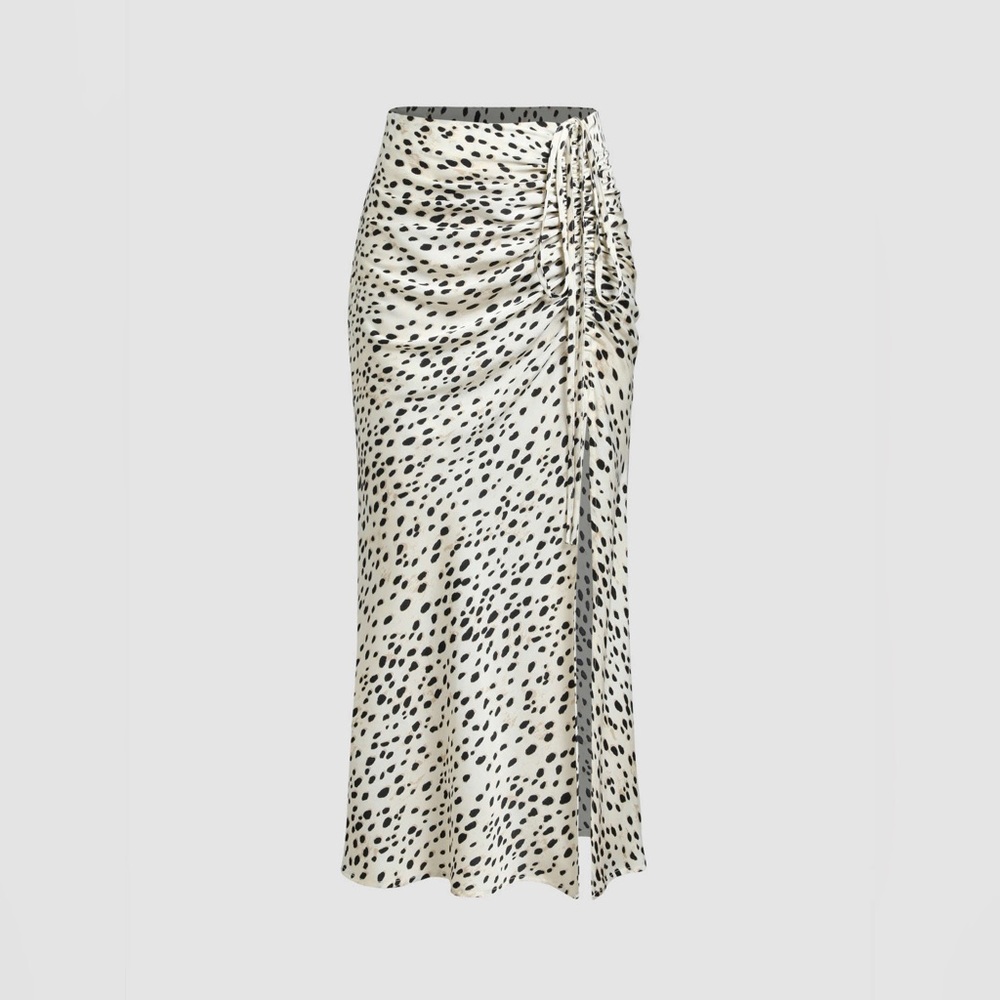 Cider Spot Leopard Print Drawstring Split Maxi Skirt - like new! Size M - Picture 3 of 14